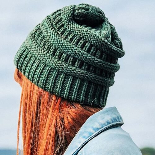 Woman Wearing Beanie and Denim Jacket